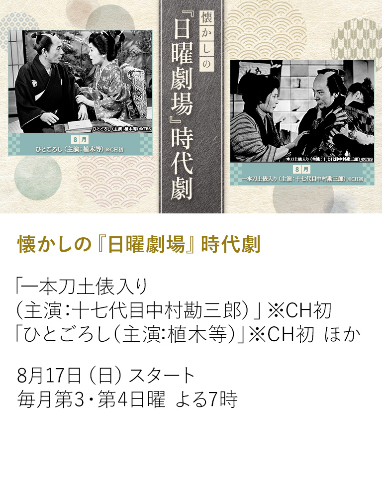 懐かしの『日曜劇場』時代劇
