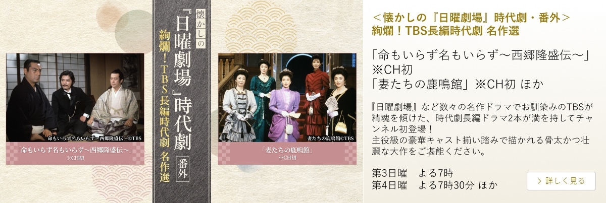 <懐かしの『日曜劇場』時代劇・番外> 絢爛!TBS長編時代劇 名作選