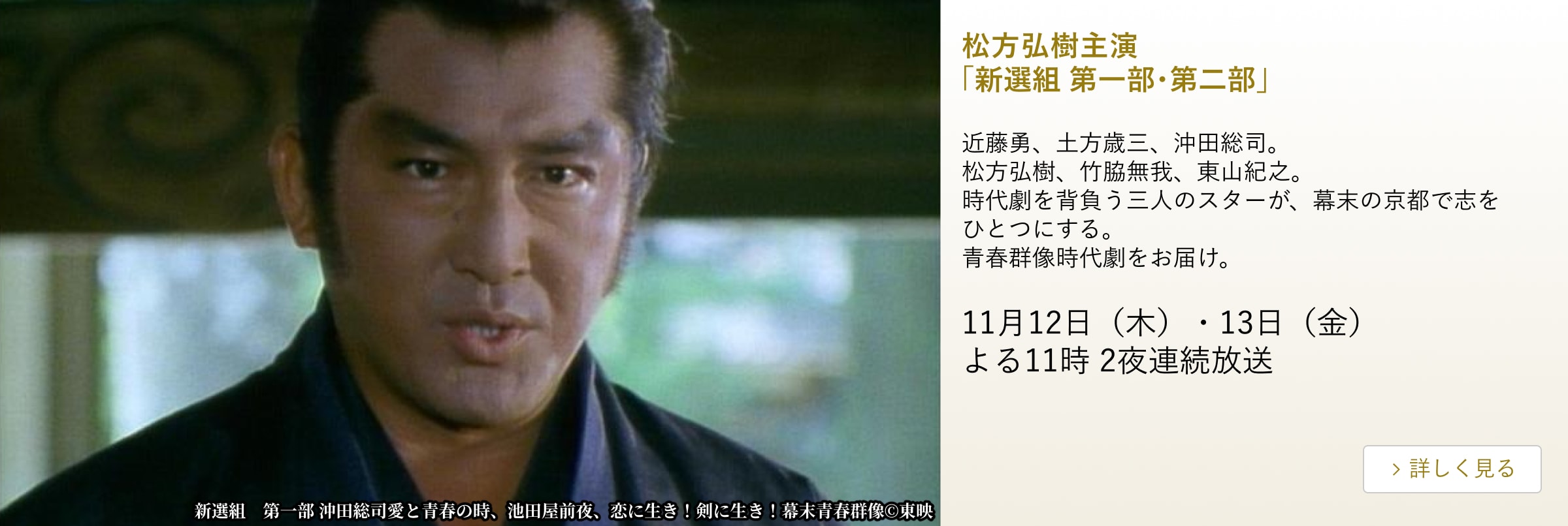 松方弘樹主演 「新選組 第一部・第二部」