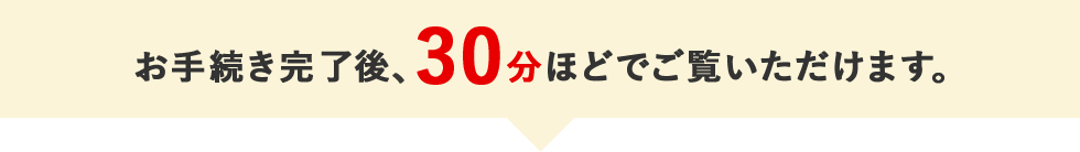 お手続き完了後、30分ほどでご覧いただけます。