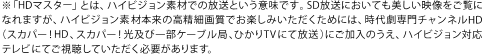 ※「HDマスター」とは、ハイビジョン素材での放送という意味です。SD放送においても美しい映像をご覧になれますが、ハイビジョン素材本来の高精細画質でお楽しみいただくためには、時代劇専門チャンネルHD(スカパー！HD、スカパー！光及び一部ケーブル局、ひかりTVにて放送)にご加入のうえ、ハイビジョン対応テレビにてご視聴していただく必要があります。