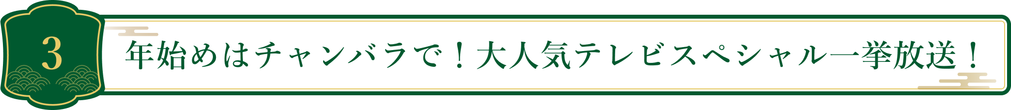 3 年始めはチャンバラで！大人気テレビスペシャル一挙放送！