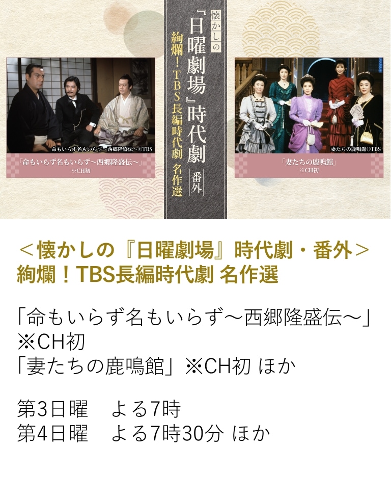 <懐かしの『日曜劇場』時代劇・番外> 絢爛!TBS長編時代劇 名作選
